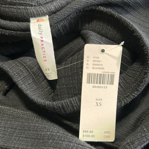 Daily Practice by Anthropologie Ribbed Midi Dress Black Pullover Sz XS NEW - Picture 13 of 14